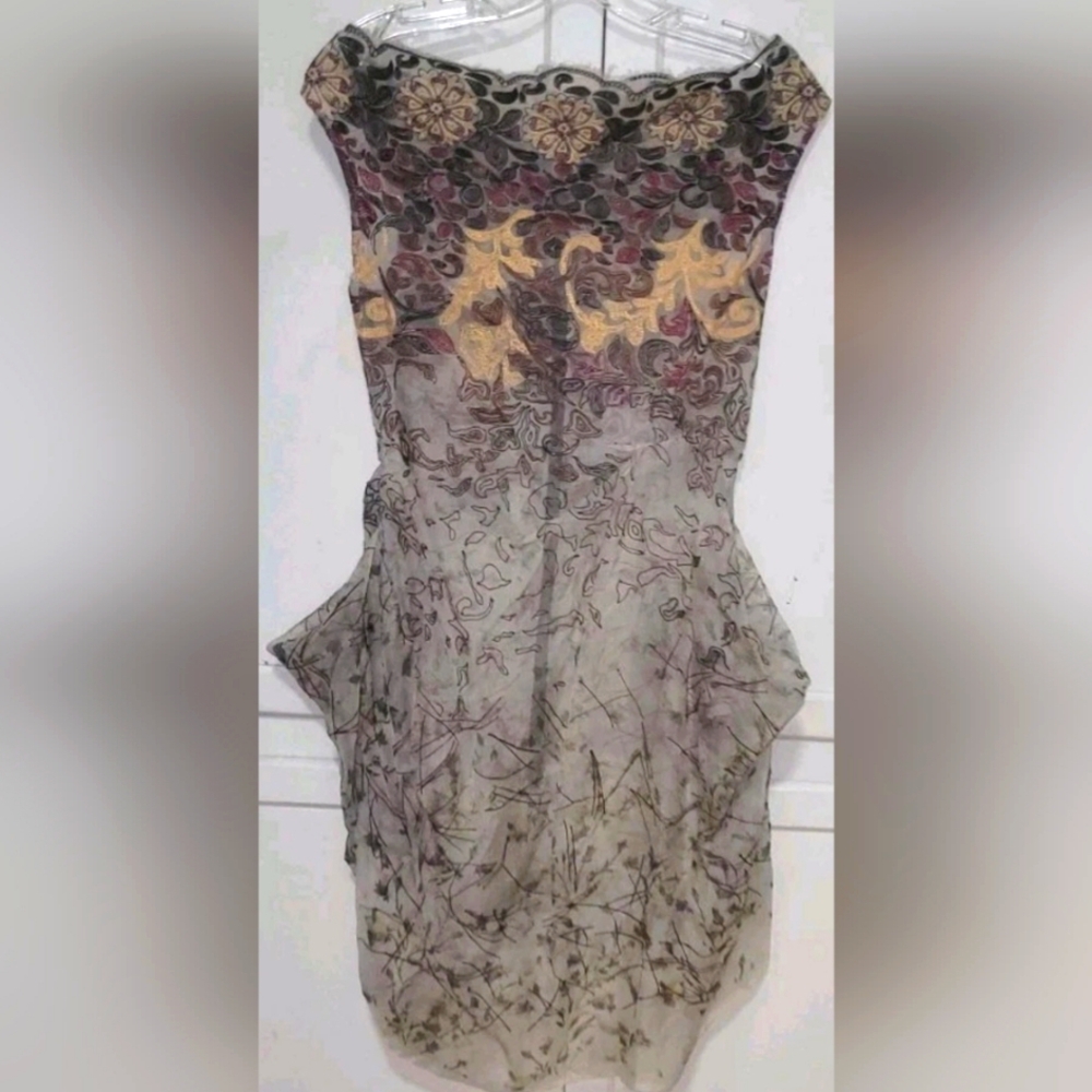GARY GRAHAM MAKING THE CUT Sheer All Silk Floral, Hand Finishd, Artisan Distress